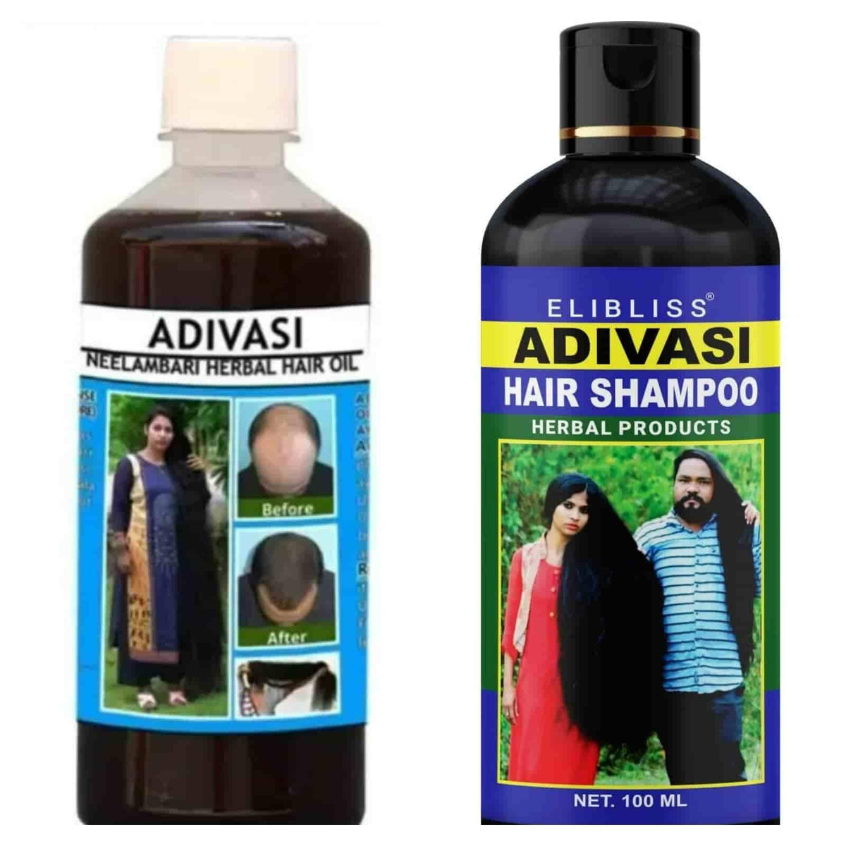 Adivasi Herbal Shampoo and Adivasi Neelambari Herbal Hair Oil Pack of 2